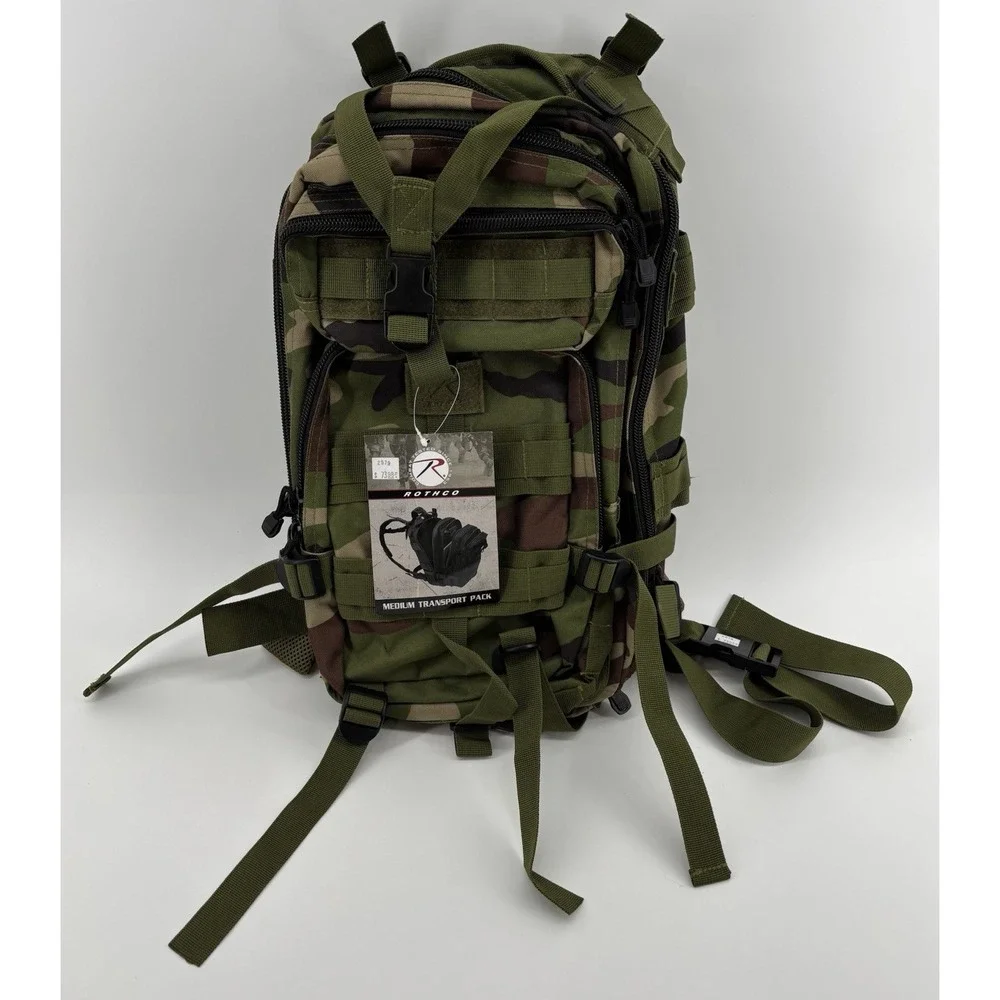 Rothco Woodland Camo Medium Transport Pack MOLLE Tactical Backpack 2579 NEW